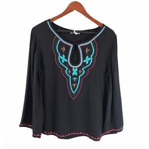 Flint & Moss Embroidered Boho Top Size Small NWT